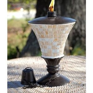 9 Inch Mother of Pearl Mosaic Table Top Torch